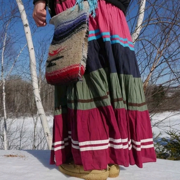 Y2K Candies Tiered Boho Hippie Colorblock Maxi Skirt - Picture 1 of 6